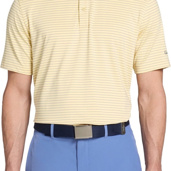 New Walter Hagen Men's Performance 11 Classic Stripe Polo yellow blue - Picture 6 of 9